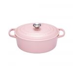 Cocotte Signature en fonte emaillee ovale 29 cm rose Chiffon Pink