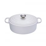 Cocotte Signature en fonte emaillee ovale 31 cm blanc Coton