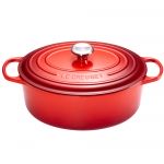 Cocotte Signature en fonte emaillee ovale 40 cm Cerise