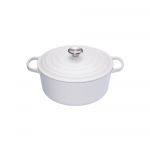 Cocotte Signature en fonte emaillee ronde 20 cm blanc Coton