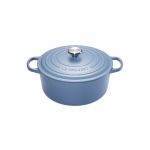 Cocotte Signature en fonte emaillee ronde 20 cm bleu Mineral
