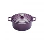 Cocotte Signature en fonte emaillee ronde 20 cm violet Cassis