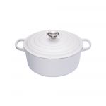 Cocotte Signature en fonte emaillee ronde 24 cm blanc Coton