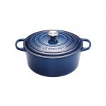 Cocotte Signature en fonte emaillee ronde 24 cm bleu Encre