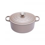 Cocotte Signature en fonte emaillee ronde 26 cm beige Sisal