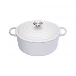 Cocotte Signature en fonte emaillee ronde 26 cm blanc Coton