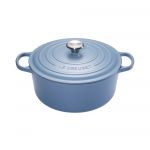 Cocotte Signature en fonte emaillee ronde 28 cm bleu Mineral