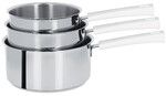 Coffret de 3 Casseroles 16 a 20 cm Poignee Blanche Inox Mutine Fixe