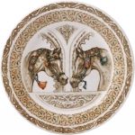 Coffret de 4 assiettes a canapes en faience Chevaux du vent