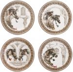 Coffret de 4 Assiettes Dessert Assorties CHEVAUX DU VENT