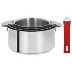 Coffret de 4 casseroles 14 a 20 cm avec 2 poignees Framboise MUTINE AMOVIBLE