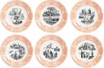 Coffret de 6 Assiettes Dessert assorties REBUS ORANGE
