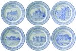 Coffret de 6 assiettes a mignardises en faience Chateaux de la Loire