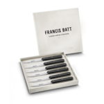 Coffret de 6 couteaux a steak navette 6.16 manche noir