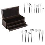 Coffret en bois noir de 115 pieces Goa en acier inoxydable brosse & manche noir