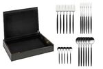 Coffret en bois noir de 24 pieces Goa en acier inoxydable brosse & manche noir