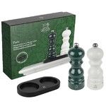 coffret paris moulin a poivre foret + moulin a sel ivoire et plateau bamboo noir