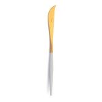 Couteau a fromage Goa en acier inoxydable brosse Gold & manche blanc