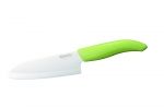 Petit Santoku GEN lame blanche manche vert 14cm
