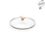 Couvercle en verre bouton bois o 24 cm pour Collection acier mineral B Bois