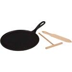 Crepiere en fonte emaillee 27 cm Noir Mat avec Rateau et Spatule a Crepes