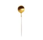 Set de 6 cuilleres a cafe/the Goa en acier inoxydable brosse Gold & manche blanc