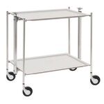 Desserte Cuisine Textable 2 plateaux, montants chromes, Acrylique&nbsp;Lin Blanc