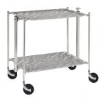 Desserte roulante et pliante 2 etages montants chromes plateaux acryliques gris