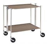 Table roulante pliante, desserte de cuisine 2 etages montants chromes plateaux a