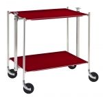 Table roulante pliante, desserte de cuisine 2 etages montants chromes plateaux a