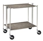 Desserte roulante et pliante 2 etages montants chromes plateaux stratifies tweed