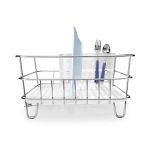 Egouttoir a vaisselle compact en inox avec plateau degouttage integre et bec en