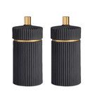 Ensemble Moulin a poivre et a sel L'Objet Porcelaine biscuit noir 12 cm