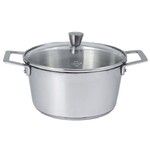 Faitout 24 cm avec couv. Verre bombe Cristel 1826