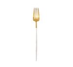 Set de 6 fourchettes de table Goa en acier inoxydable brosse Gold & manche blanc