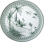 Grand plat Vues d'Orient, vert LES DEPAREILLEES