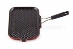 Gril en fonte a poignee repliable Rectangulaire 36 x 20 cm Cerise