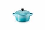 Mini-Cocotte ronde individuelle en ceramique avec couvercle 10 cm bleu Caraibes