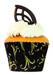Moule Cupcake  papier 'Arabesque' noir et dore o7.5xht3.5 cm par 45