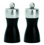 Set de 2 moulins a sel et a poivre manuels Fidji Noir mat 12 cm