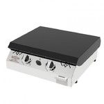 Plancha inox Iparla 56 cm 2 feux gaz couvercle noir