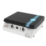 Plancha inox Iparla 56 cm 2 feux gaz couvercle noir - BAYONNE