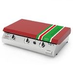 Plancha inox Iparla 80 cm 3 feux gaz couvercle rouge EUSKADI