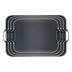 Plateau black/Silver Picots 'Rubber Grip' petit modele 40x30 cm