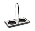 Plateau duo vide pour moulins max 5,6 cm diametre - inox/noir 18 cm x 9 cm x 15