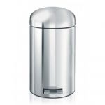 Poubelle Brabantia Retro bin a pedale ronde 12 L inox brillant