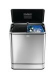 Poubelle rectangulaire en inox  avec detecteur d'ouverture - 2 bacs de 24 L