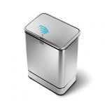 Poubelle rectangulaire en inox  avec detecteur d'ouverture - 40 L