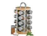 Presentoir tourniquet a epices en bois K&uuml;chenprofi avec 16 flacons d'epices