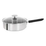 SAUTEUSE 24 CM MUTINE 2 FIXE - POIGNEE BAKELITE NOIRE + COUV. VERRE